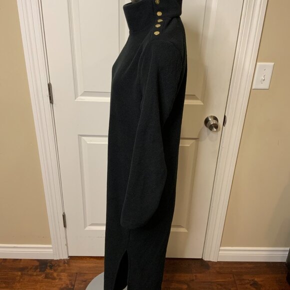 Dudley Stephens Black Vello Fleece Button Turtleneck Long Sleeve Dress, Size L - Picture 4 of 8